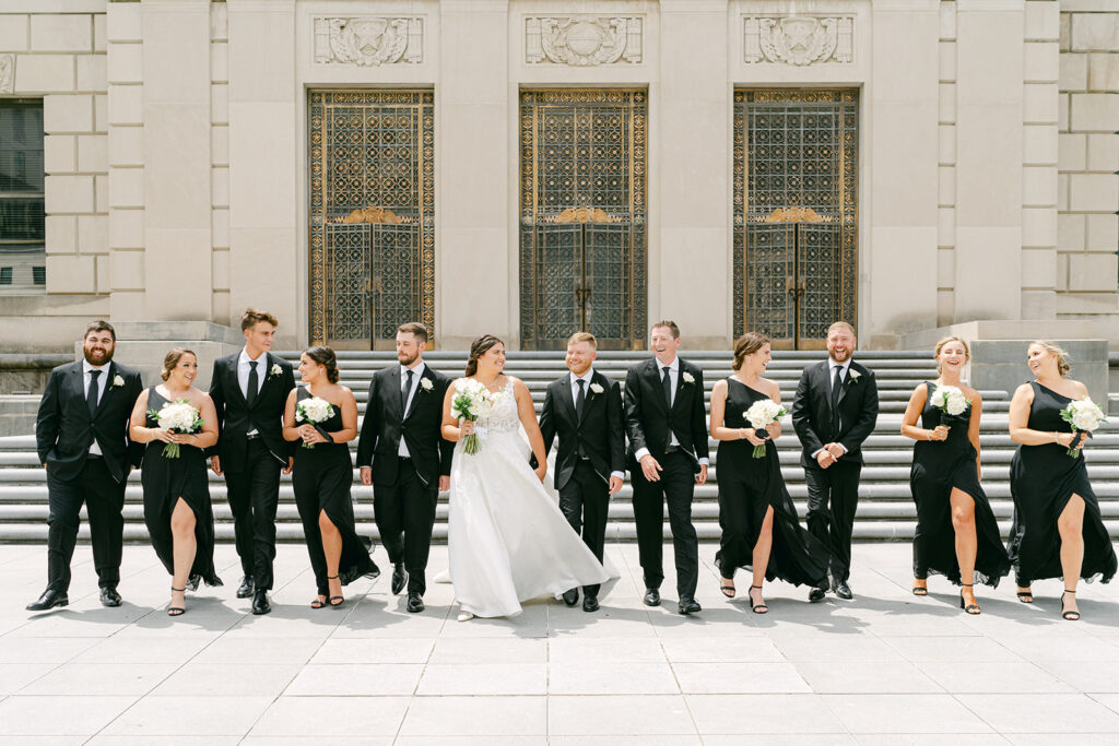 Outside bridal party from regions tower wedding.