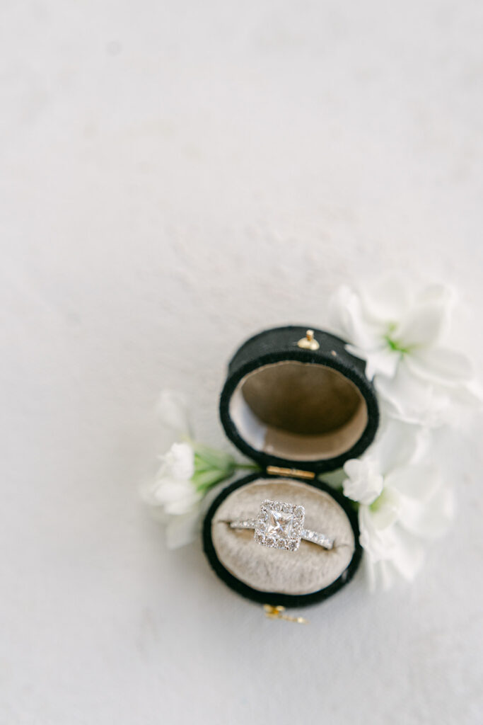 Macro shot of wedding ring.
