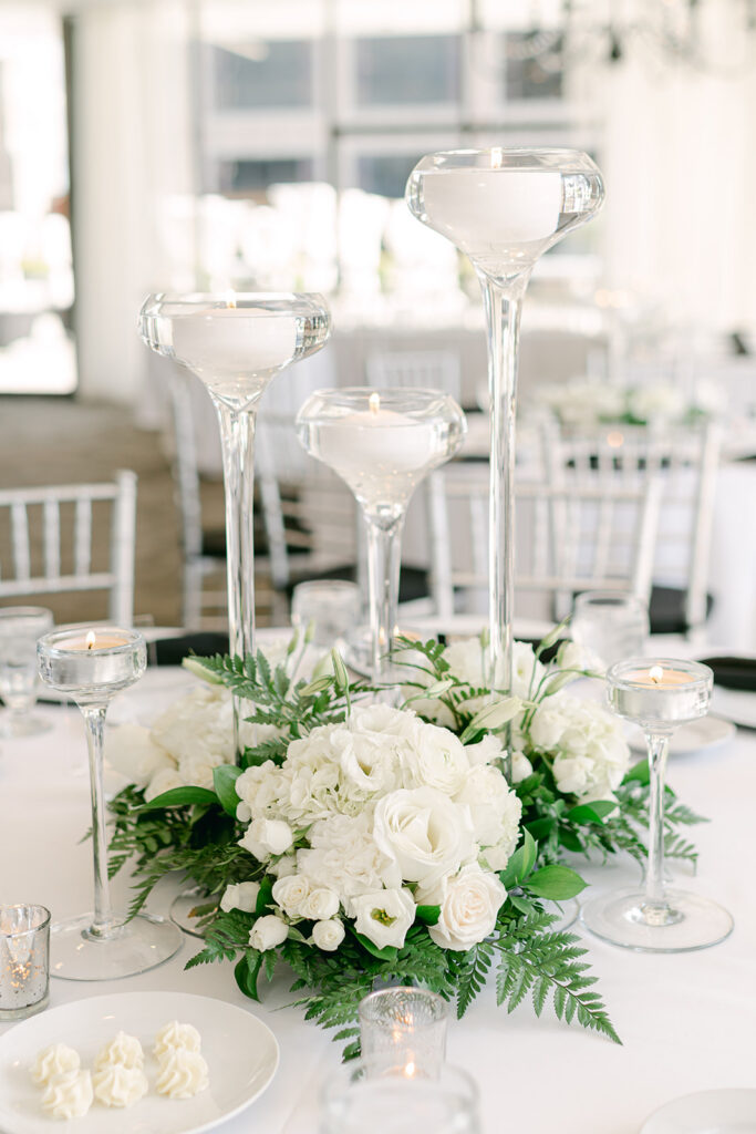 JPS Events centerpieces white wedding.
