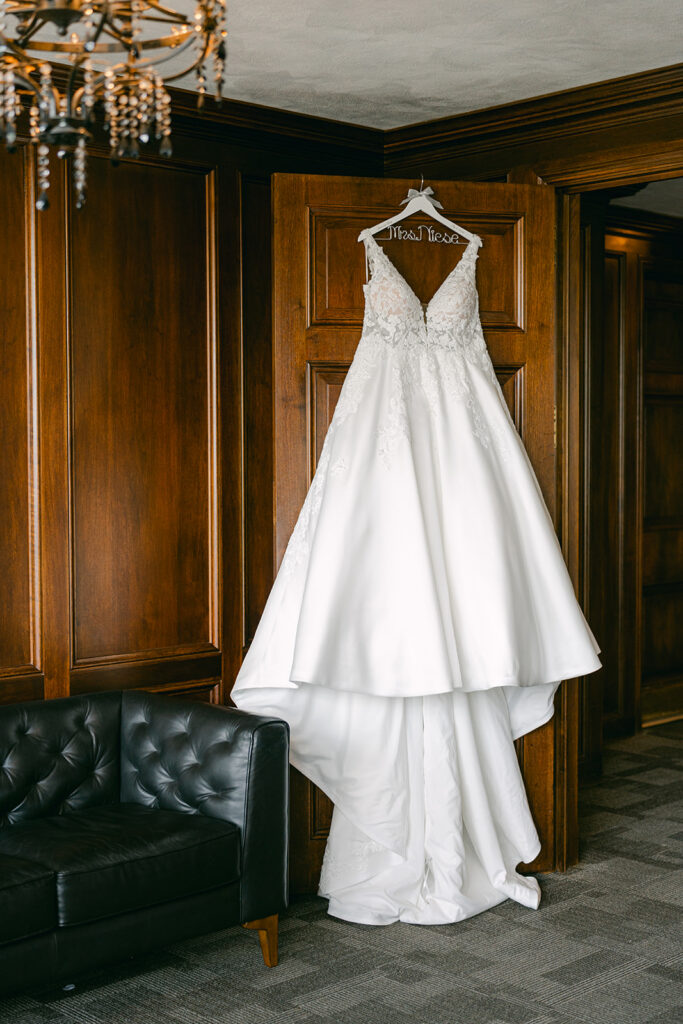 Beautiful bride's dress Regions Tower Wedding.