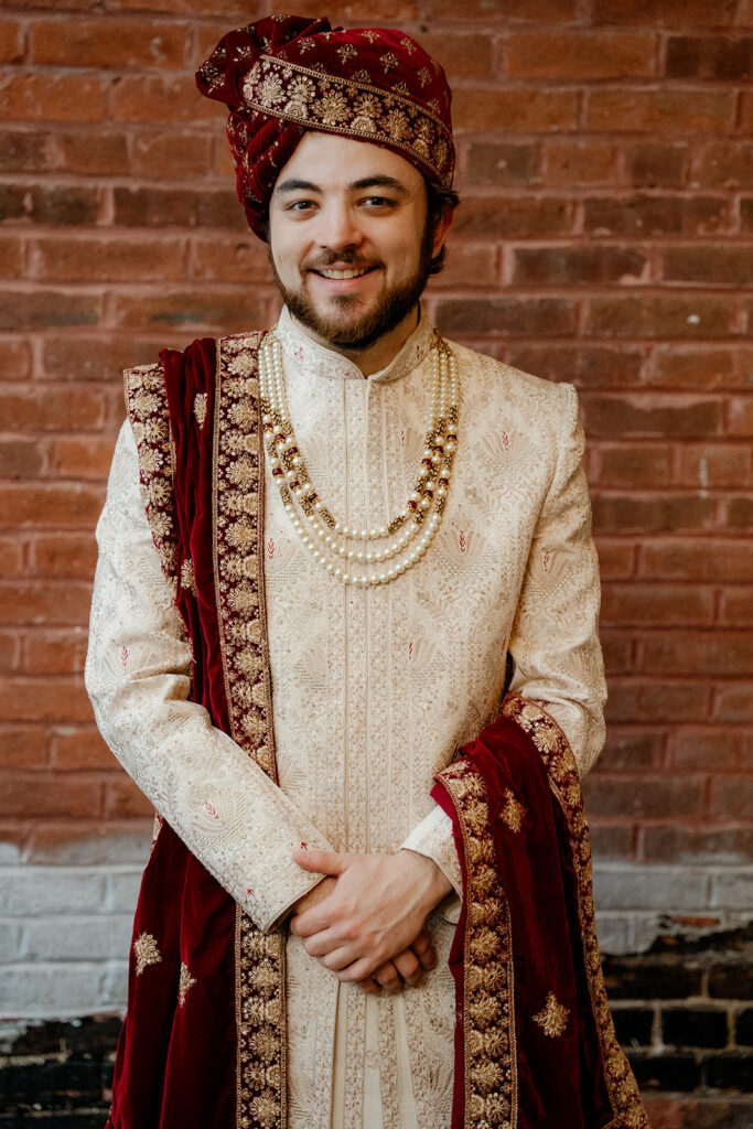 Jordan getting ready at The Mill Top Banquet Center in Noblesville Indiana Sangeet Tradition As Well