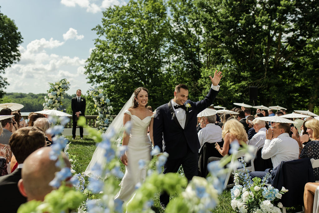 Madalyn & Steve's walking down the aisle as husband and wife at newfields
