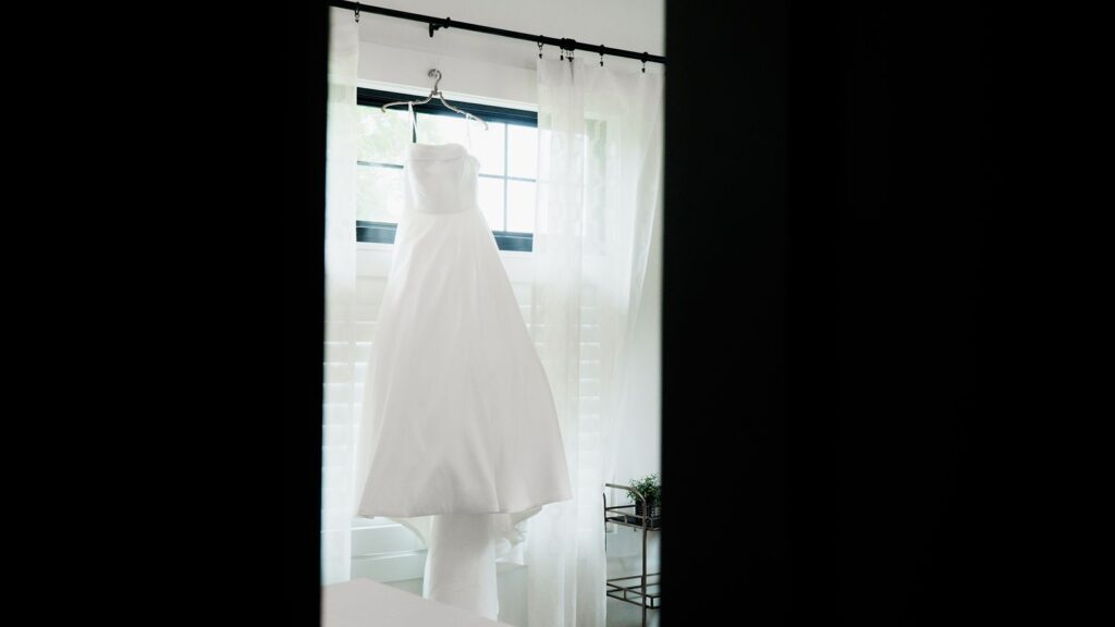 Bridal dress in bridal suite at The Wilds Wedding Venue.