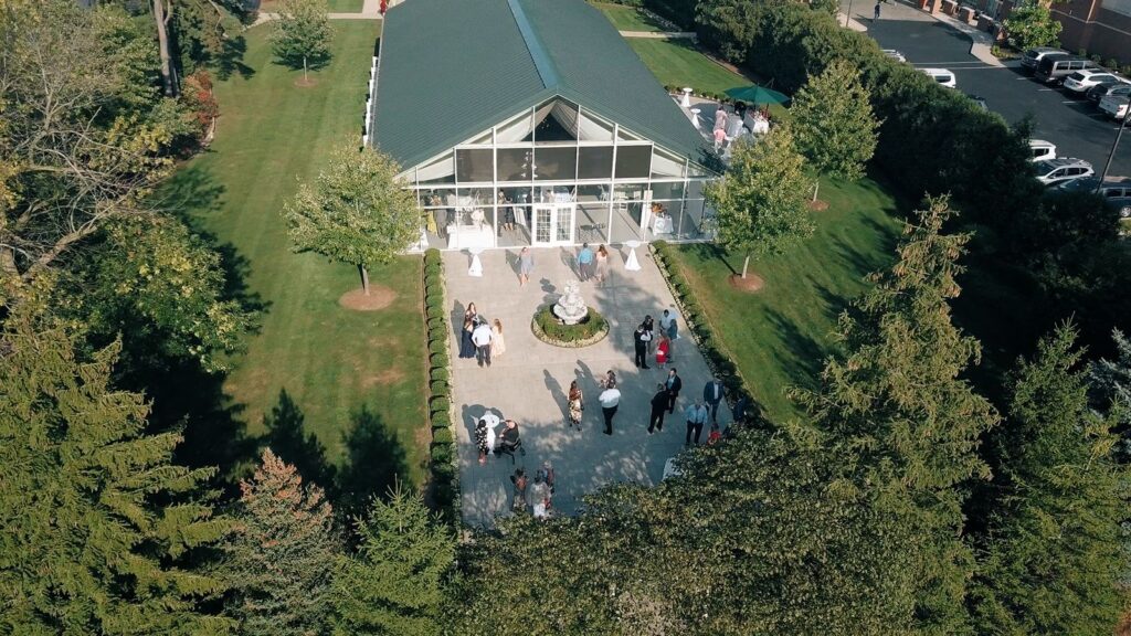 Ritz Charles cocktail hour drone shot.