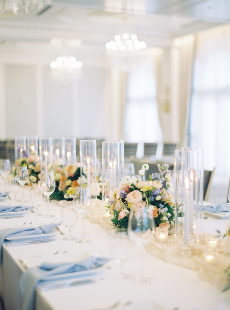 Table with candles and florals Hotel Carmichael