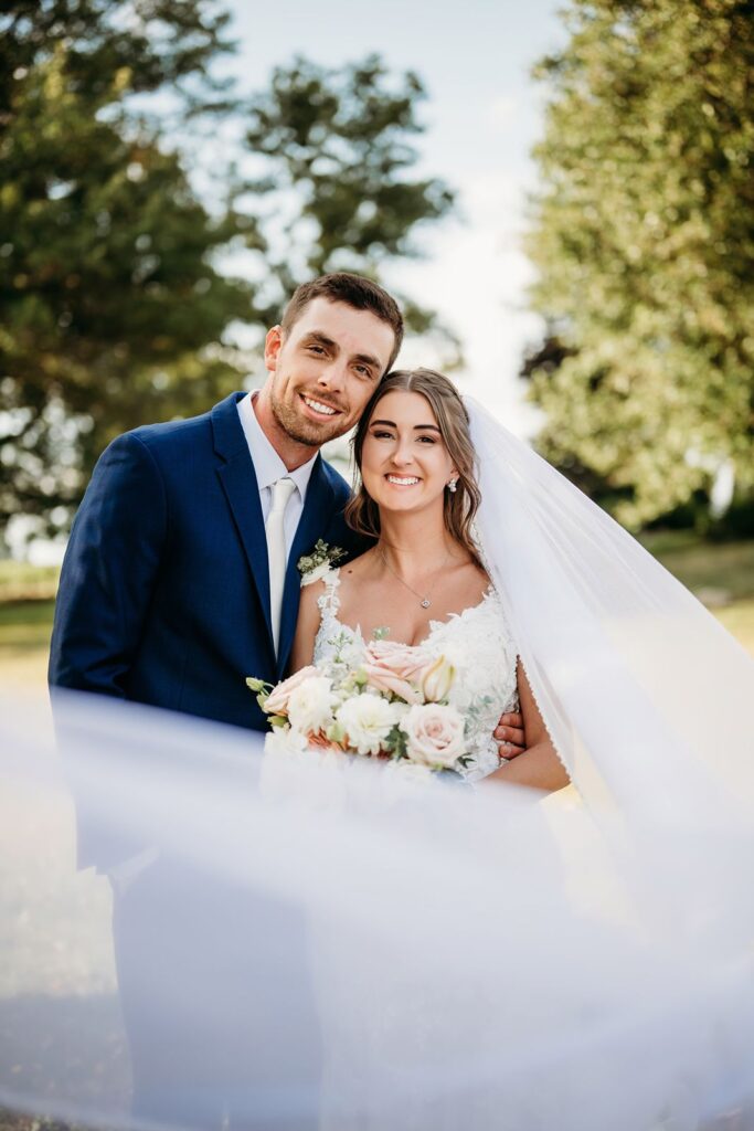 Indiana Wedding couple outside.