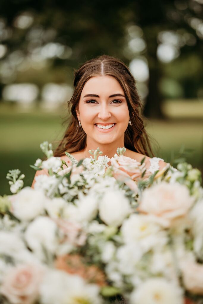 Indiana Wedding Bride with her bouquet.