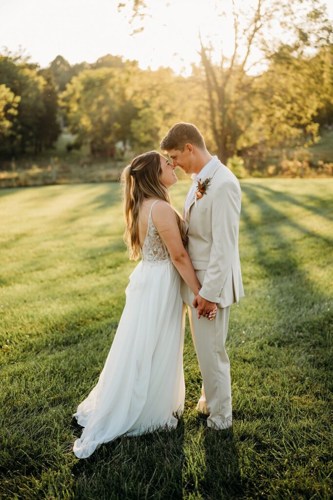 Sunset Bloomington wedding couple.