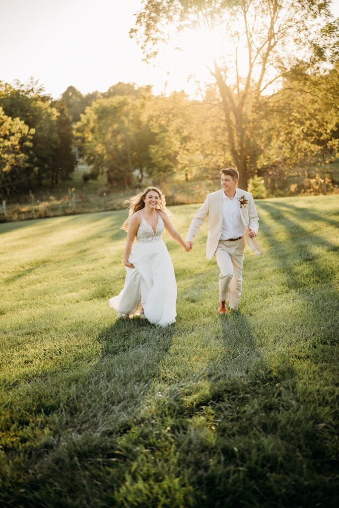 Indiana Wedding couple running