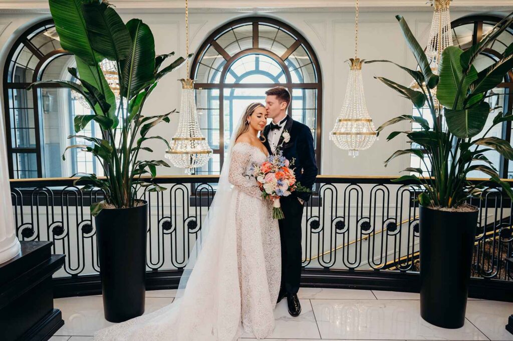 Hotel Carmichael Wedding Couple in Carmel Indiana